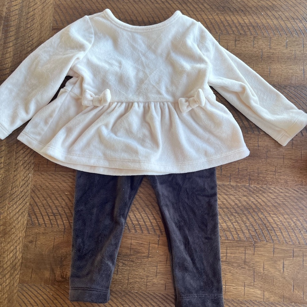 Old Navy Cream Velvet Top and Black Velvet Pants